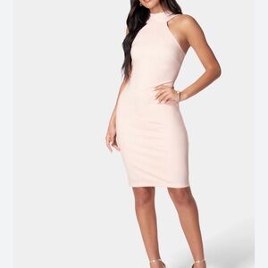 bebe Soft Pink Halter Midi Dress